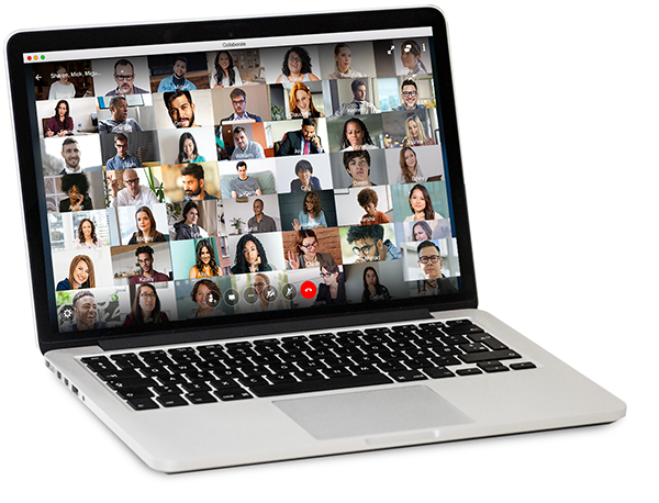 COLLABORATE Space cloud-based conferencing with as many as 49 shown on-screen at one time