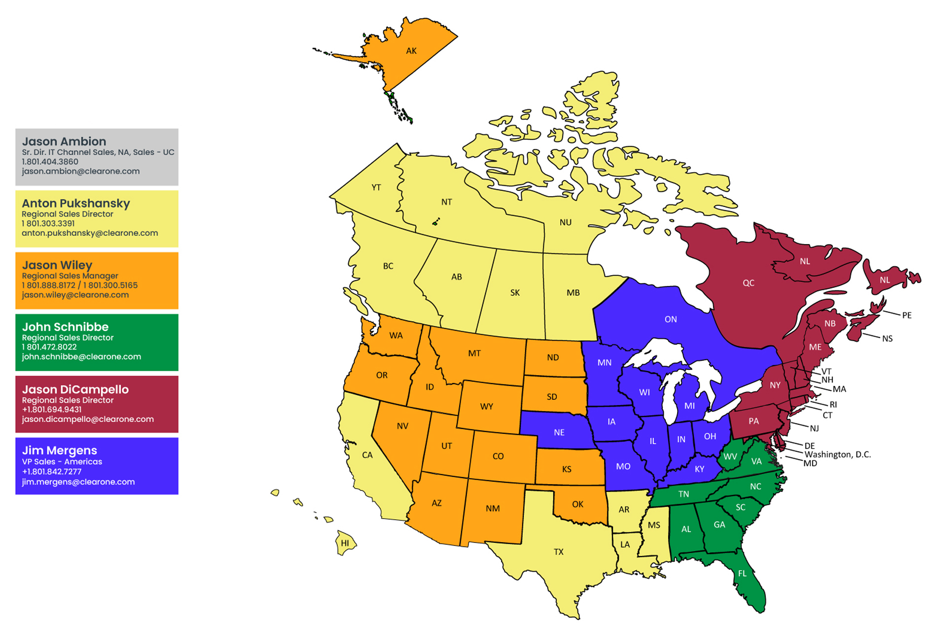 North America Contact Details Statewise