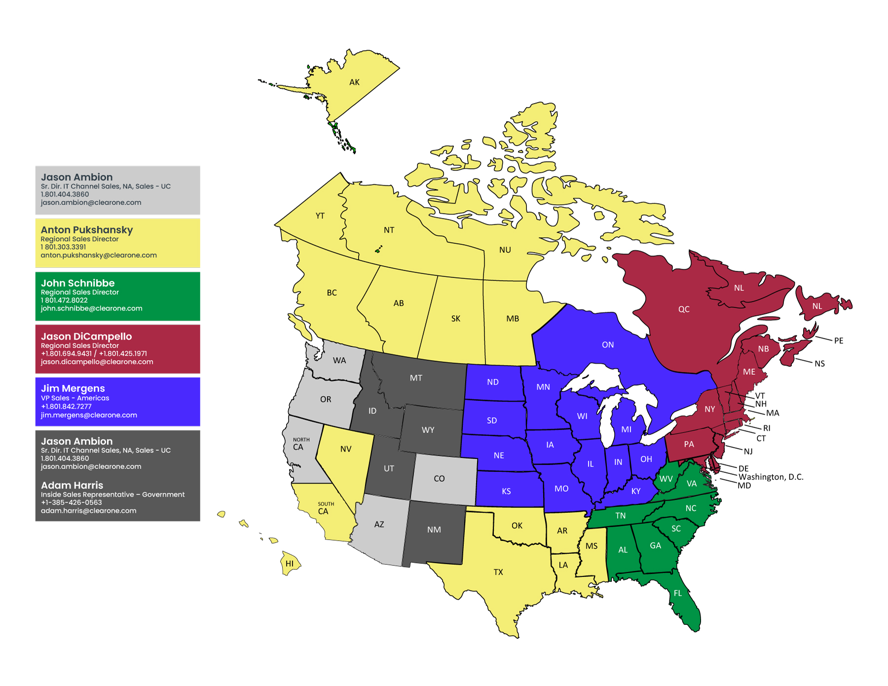 North America Contact Details Statewise