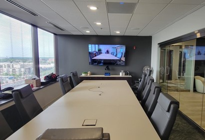 4 ceiling speakers along with ClearOne’s CONVERGE Pro 2 48VT DSP in McGuire Sponsel main conference room optimize simplicity and functionality, making conferencing experiences more positive for all participants.